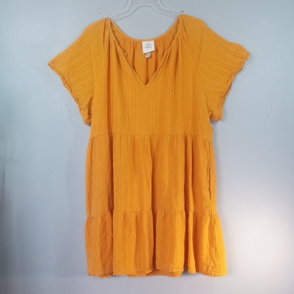 Knox Rose Women's Orange V-Neck Midi Dress Size XL
